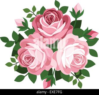 Drei Rosa Rosen. Vektor-Illustration. Stock Vektor