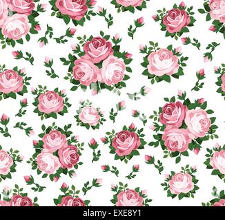 Nahtlose Muster mit rosa Rosen. Vektor-Illustration. Stock Vektor