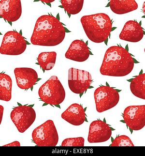 Nahtlose Muster mit Erdbeeren. Vektor-Illustration. Stock Vektor