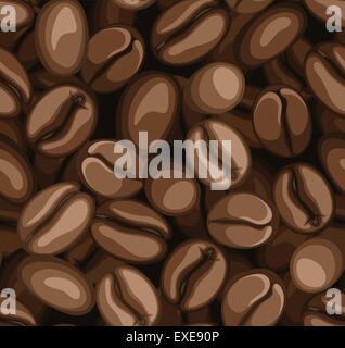 Kaffeebohnen nahtlose Hintergrund. Vektor-Illustration. Stock Vektor