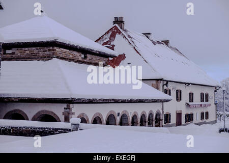 Orreaga-Roncesvalles im Winter. Navarra, Spanien Stockfoto