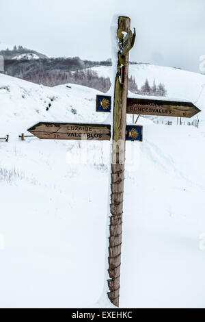 Ibañeta Bergpass. Roncesvalles, Navarra, Spanien Stockfoto