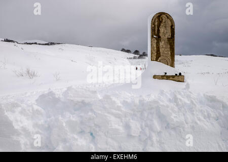 Ibañeta Bergpass. Roncesvalles, Navarra, Spanien Stockfoto