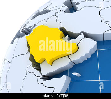 Globus mit extrudierten Kontinente, close-up auf Saudi-Arabien Stockfoto
