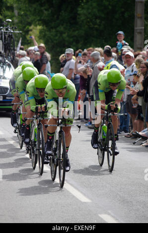 Le Bodan, Plumelec, Bretagne, Frankreich. 12. Juli 2015. Kredit-Team Cannondale Tour de France 2015 Etappe 9 Team-Zeitfahren: Lukas Peters/Alamy Live News Stockfoto