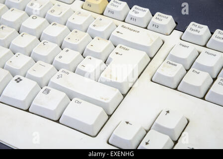 Nahaufnahme eines schmutzigen alten Tastatur Stockfoto