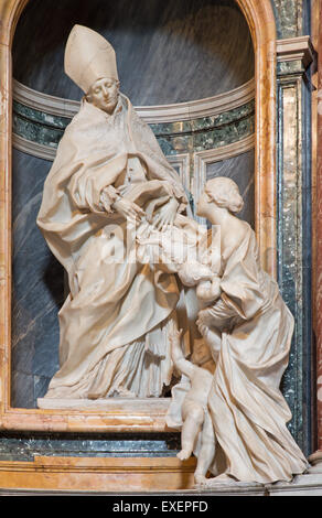 Rom, Italien - 26. März 2015: Die Marmorskulptur des Hl. Thomas von Villanova in in der Kirche in Basilica di Sant Agostino Stockfoto