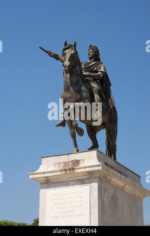 Reiterstandbild von König Louis 14. Montpellier Hérault, Languedoc-Roussillon, Frankreich, Europa Stockfoto