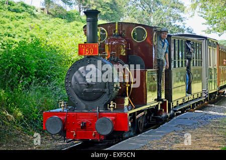 Talyllyn Railway Nr. 2 "Auto" von 1866 übergibt Rhydyronen Station mit einem speziellen 150. Jahrestag-Zug. Stockfoto