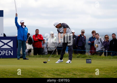 Gullane Golfclub, Aberdeen, Schottland. 11. Juli 2015. Aberdeen Asset Management Scottish Open Golf Turnier, 3. Lauf. Ricky Fowler fahren vom 10. Abschlag © Action Plus Sport/Alamy Live News Stockfoto