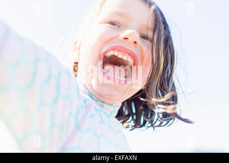 Glückliche und zufriedene Mädchen Stockfoto
