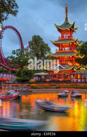 Tivoli-Gärten im chinesischen Pavillon in Kopenhagen, Dänemark. Stockfoto