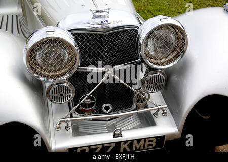 Jaguar SS 100 Kühlergrill und Scheinwerfer anzeigen Stockfoto