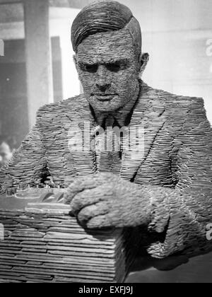 Schiefer-Statue von Alan Turing, Bletchley Park, Milton Keynes, Großbritannien Stockfoto