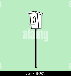 Holz Vogelhaus künstliches Nest für Vögel. Dominas Pfannkuchen auf einem Stick Symbol silhouette Stock Vektor