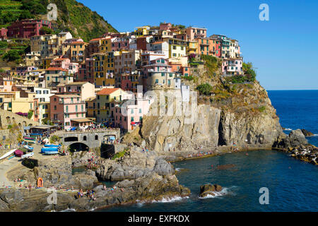 Manarola, den ältesten Dörfern der Cinque Terre in Ligurien, Norditalien Stockfoto