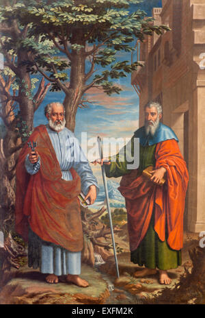 GRANADA, Spanien - 31. Mai 2015: Das Gemälde von St. Paul und st. Peter in der Kirche Monasterio De La Cartuja von Fray Juan Sanchez Co Stockfoto