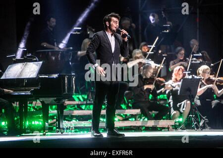 Brescia, Italien. 13. Juli 2015. IL VOLO führt live auf Piazza della Loggia in Brescia, Italien, am 13. Juli 2015 Credit: Mairo Cinquetti/Alamy Live News Stockfoto