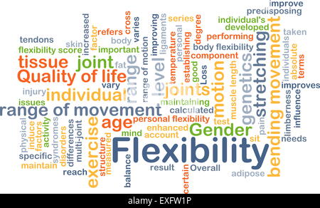 Hintergrund-Konzept Wordcloud Illustration der Flexibilität Stockfoto