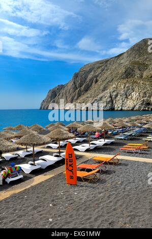 Kamari Beach Santorini Griechenland Stockfoto