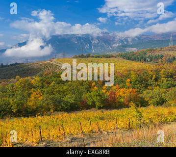 Herbstliche Berglandschaft in der Nähe von Gurzuf Resort in Halbinsel Krim Stockfoto