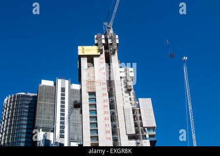 Bau der Hochhäuser internationaler Türme in Sydneys Barangaroo-Viertel im zentralen Geschäftsviertel, Sydney, Stockfoto