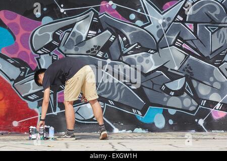 Rechtliche Graffiti. Urbane Kunst In Der SCAPE Skate Park, Singapur erstellt. Stockfoto