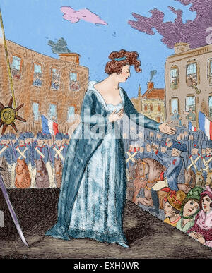 Ausführung von Marie Antoinette (1755-1793), Ehefrau von Louis XVI und Königin von Frankreich (1774-92). Kupferstich von G. Cruitshant. Farbige. Stockfoto