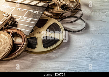 Film Kamera Tafel und roll Stockfoto