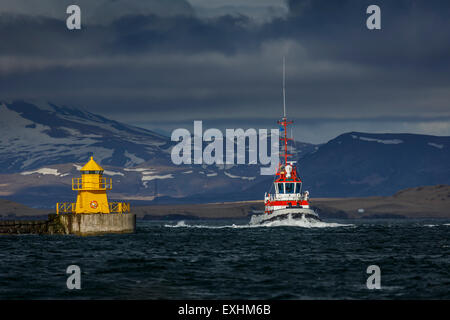 Fischerboot im Hafen von Reykjavik, Reykjavik, Island Stockfoto