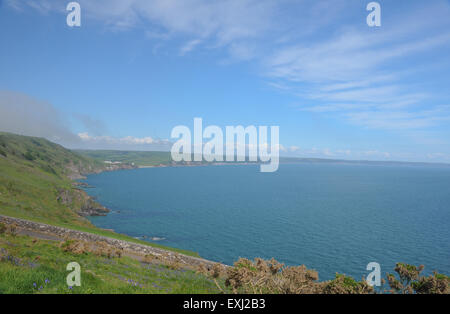 Panorama Blick über starten Bay auf der South West Coastal Path, in der Nähe von Salcombe, auf der Südküste von Devon, England, UK Stockfoto