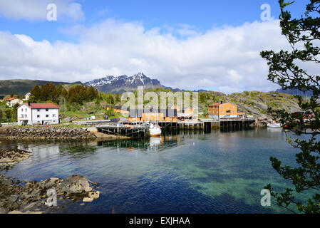 Hafenstadt auf Lofoten in Norwegen Stockfoto