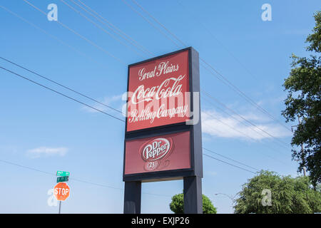 Great Plains Coca-Cola Bottling Company Pol Zeichen in Oklahoma City, Oklahoma, USA. Stockfoto