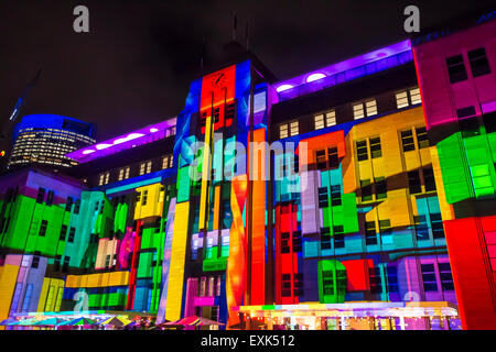 Lebendige Festival, Lichtinstallation, Museum of Contemporary Art, Sydney, Australien Stockfoto