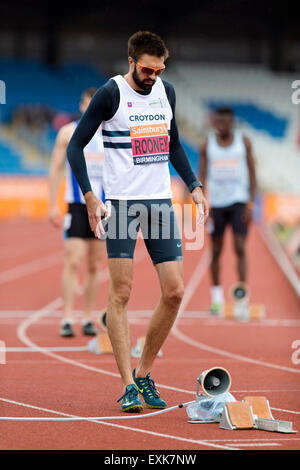 Martyn ROONEY Männer 400m-Halbfinale 1, 2014 Sainsbury britischen Meisterschaften Birmingham Alexander Stadion UK Stockfoto