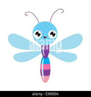 Insekt, Libelle, bunt, süß, lustig, Cartoon, Illustration, isoliert, Vektor Stock Vektor