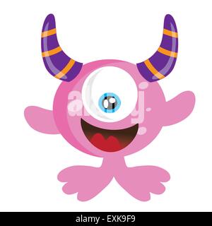 Monster, niedlich, lustig, Cartoon, Illustration, isoliert, Vektor Stock Vektor