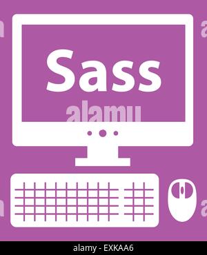 Vektor-Illustration der Web-Entwicklung-Sass-Technologie. isolierte weiße Symbol Stock Vektor