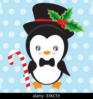 Pinguin, süßen, kleinen, Vektor, Cartoon, Weihnachten Stock Vektor