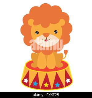 Zirkus Löwe, Zirkus Tier, niedlich, lustig, Cartoon, Illustration, isoliert, Vektor Stock Vektor