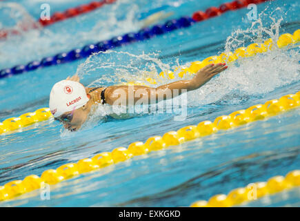 Toronto, Kanada. 14. Juli 2015. Audrey Lacroix von Kanada konkurriert während der Frauen 200m Schmetterling Finale der Schwimmwettbewerb am 17. Pan American Games in Toronto, Kanada, 14. Juli 2015. Audrey Lacroix gewann die Goldmedaille mit 2 Minuten und 7,68 Sekunden. © Zou Zheng/Xinhua/Alamy Live-Nachrichten Stockfoto
