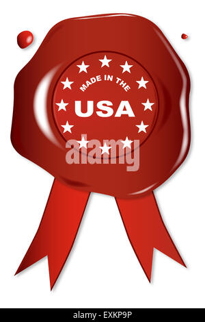 Ein Wachssiegel mit einem Text Made In USA Stockfoto