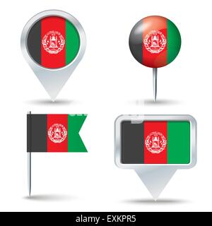 Karte-Pins mit Flagge Afghanistans - Vektor-illustration Stock Vektor