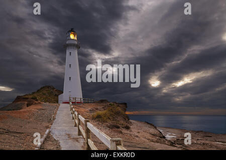 Castle Point Lighthouse, Sonnenaufgang, Wairarapa, Neuseeland Stockfoto