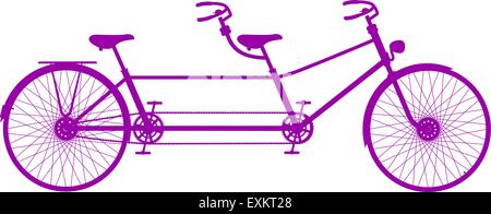 Retro-Tandem-Fahrrad im violetten design Stock Vektor