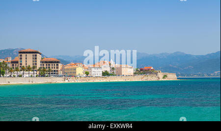 Ajaccio Küsten Stadtbild Panorama, Korsika, Frankreich Stockfoto