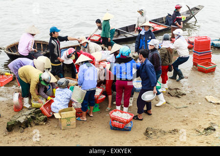 Fiish Markt am Strand in der Provinz Quang Binh, Vietnam am 10. März 2014 Stockfoto