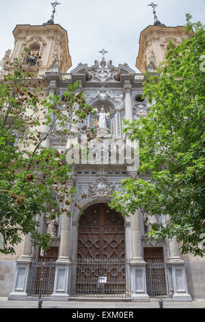 Granada - die barocke Fassade der Kirche Basilica San Juan de Dios. Stockfoto