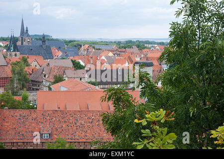 Mittelalterliche Stadt Quedlinburg in Deutschland Stockfoto