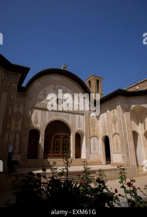 Innenhof des historischen Haus Tabatabei, Provinz Isfahan, Kaschan, Iran Stockfoto